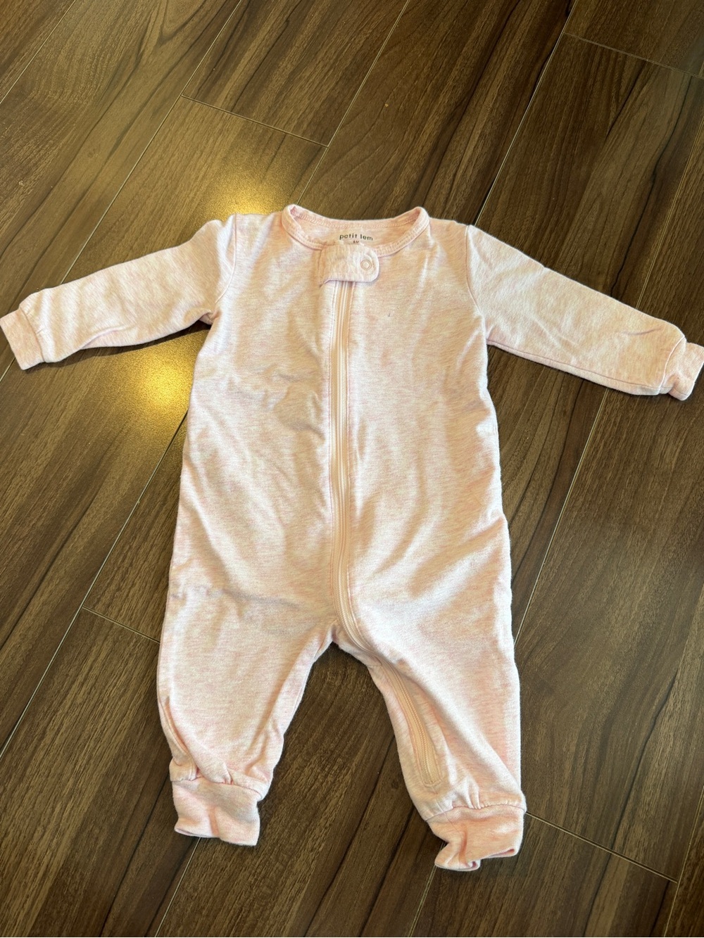 Petit Lem Light Pink Footed One-Piece Zipper Romper 6 months